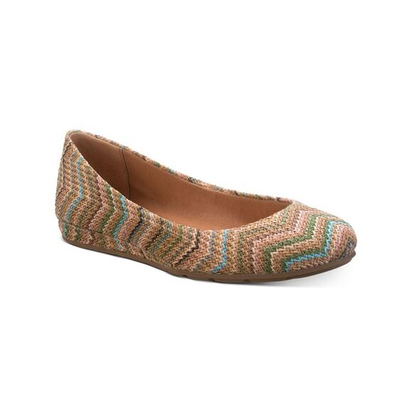 SUN STONE Shoes - SUN STONE Womens Pink Zig-Zag Eliana Round Toe Wedge Slip On Ballet Flats 6.5 M